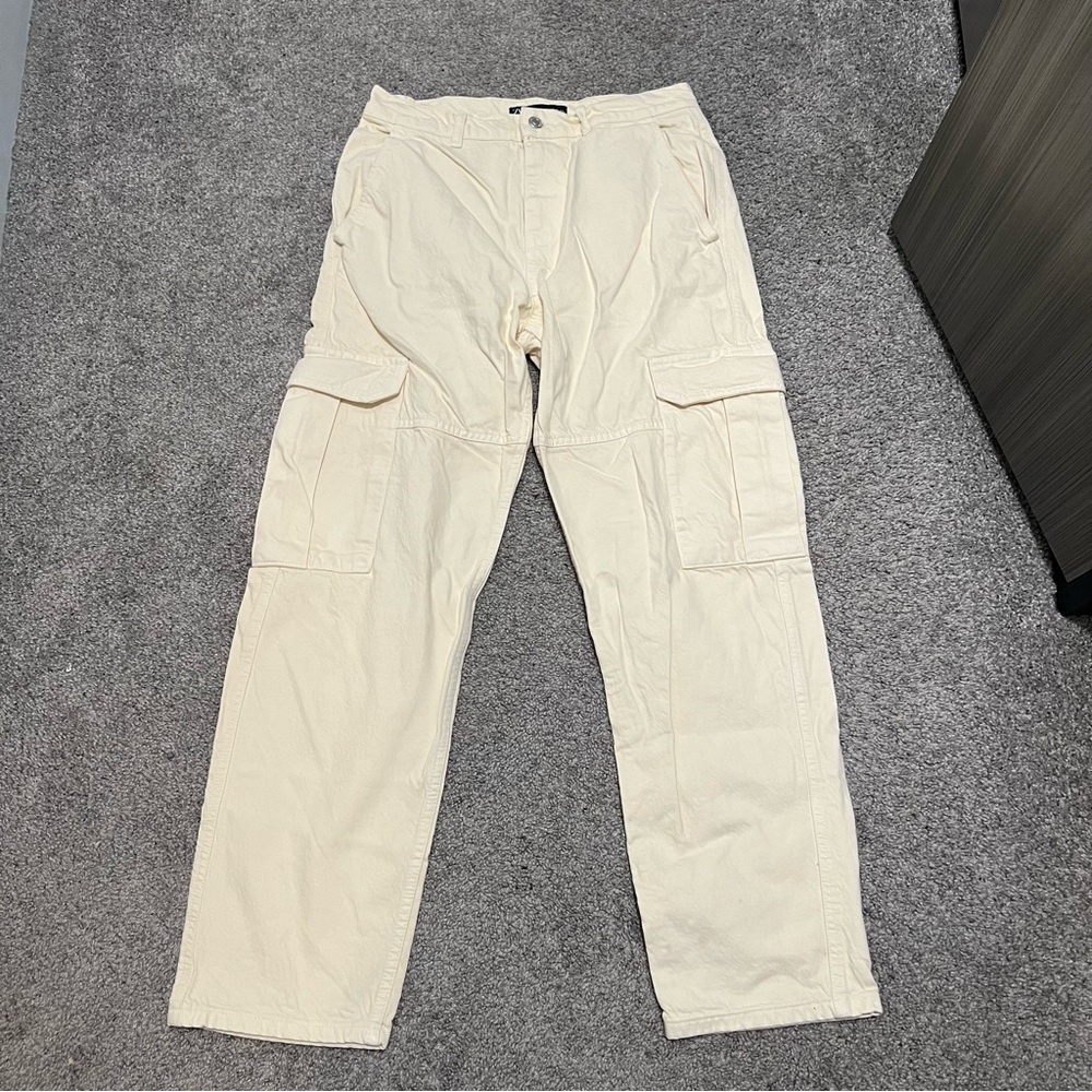 zara cream cargo baggy pants